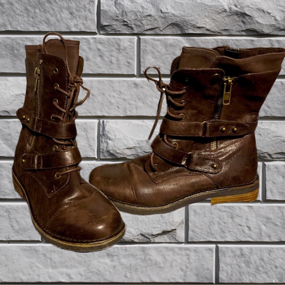 Zip-up Laced Combat Style Boots SoftMoc